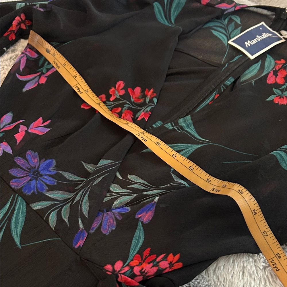 Calvin Klein Black Floral Long Sleeve Dress - Picture 10 of 12